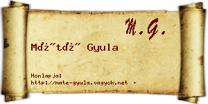 Máté Gyula névjegykártya